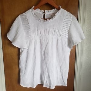 Nanette Lepore Ruffle Sleeve white shirt